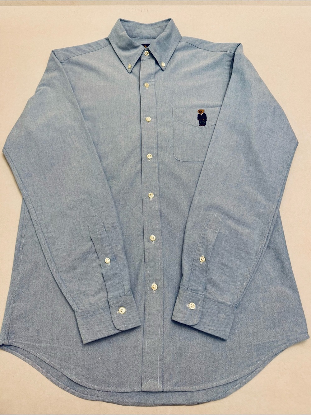 Ralph Lauren Men’s Classic Fit Polo Bear Button Down Oxford Shirt Blue Small